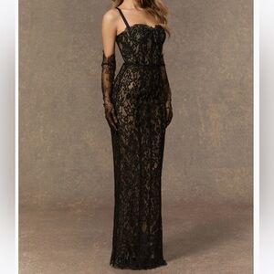 Sheer Lace Maxi Dress With Straps